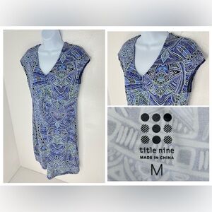Title Nine Diamalete‎ Geometric Print Dress Size Medium Golf Athleisure Pocket
